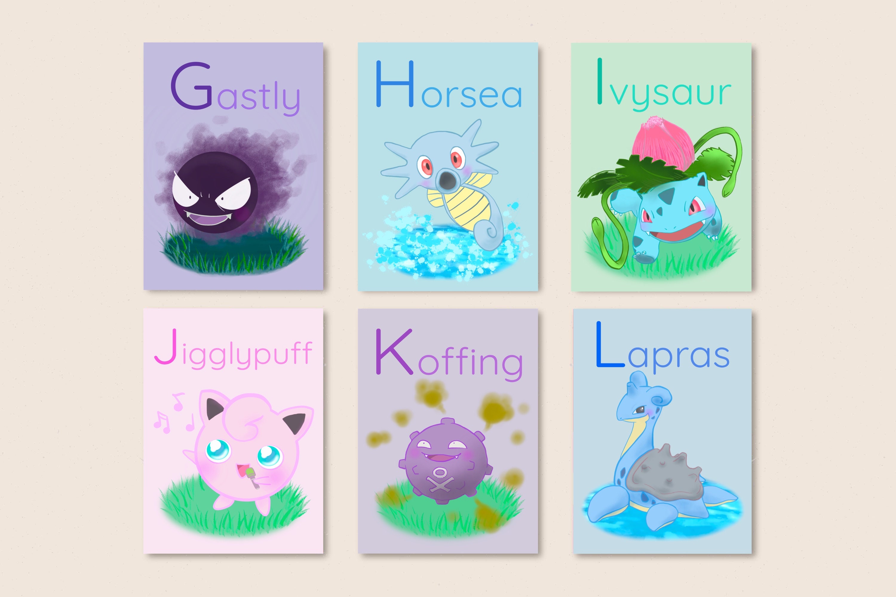 PRINTABLE Pokemon Alphabet Flashcard Double-sided Fan Art 