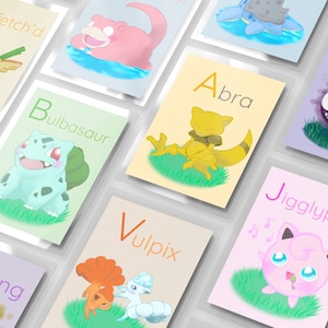 DRUCKBARE Pokemon Alphabet Flashkarte, doppelseitig, Fan Art, digitaler Download, SOFORTIGER DOWNLOAD