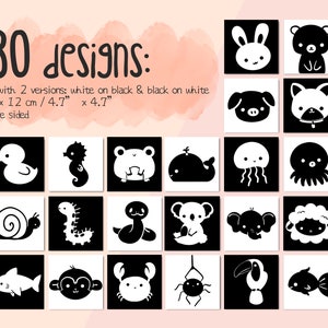 May include: A set of 30 black and white illustrations of various animals, insects, and sea creatures. Each illustration is 4.7 inches by 4.7 inches and can be used for double-sided projects.