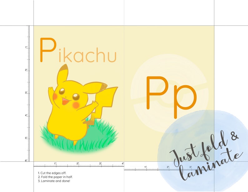 Pokemon Card Letters PRINTABLE Pokemon Alphabet Flashcard, Double-sided, Fan Art, Digital ...