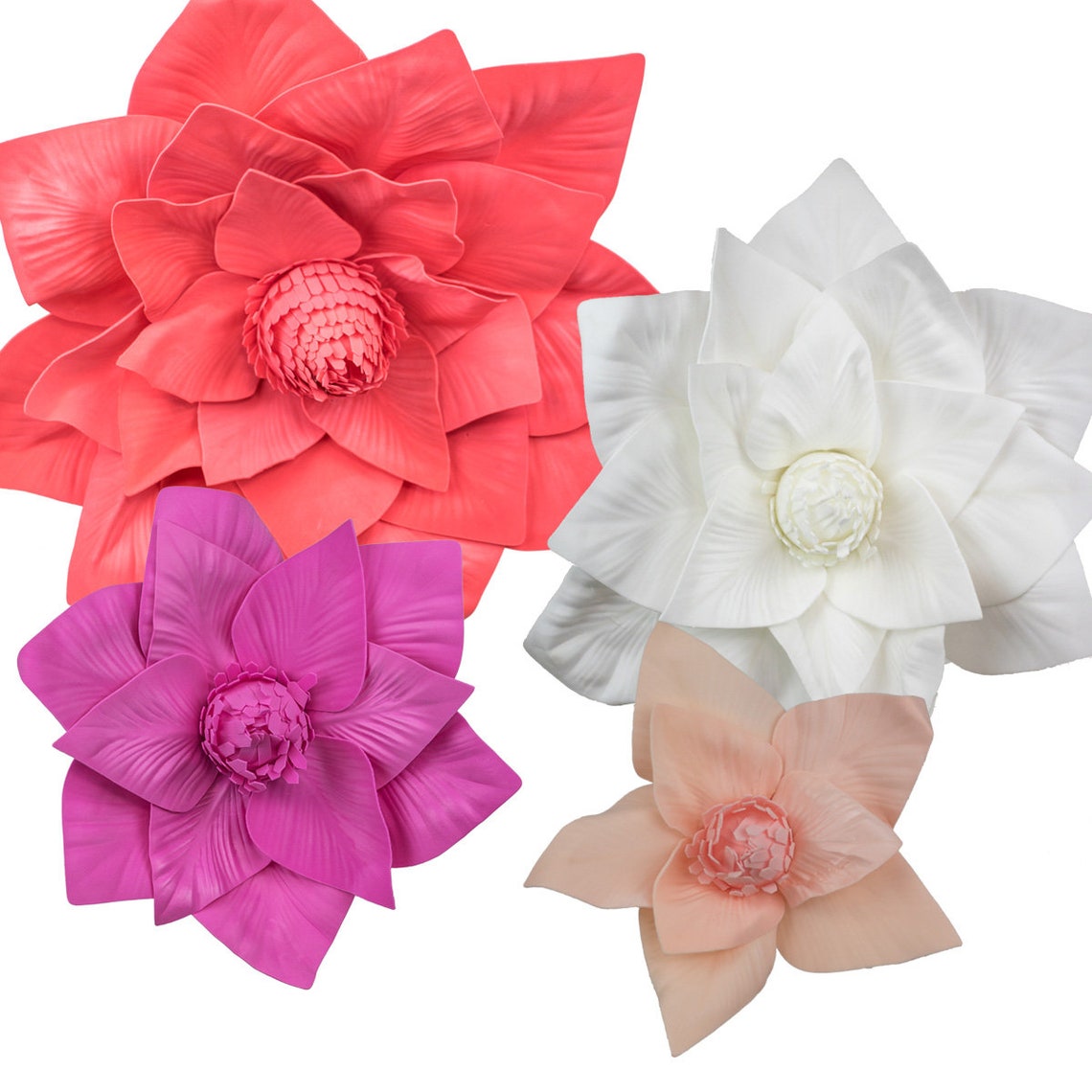 Large Foam Flower Set 4 Pack 6 Colours and 3 Styles Etsy