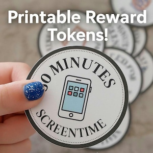 Screentime Tokens – 30‑Minute Reward System for Kids | Printable PDF | Chore & Screen-Time Management Tool