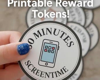 Screentime Tokens – 30‑Minute Reward System for Kids | Printable PDF | Chore & Screen-Time Management Tool