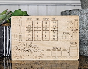 Laser Engraved Kitchen Conversion Charts