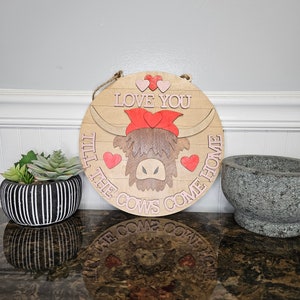 Highland Cow Valentines Day Sign