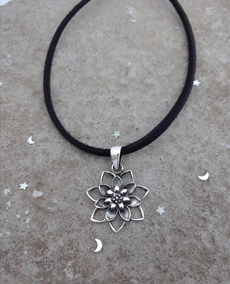 Lotus Necklace Sterling Silver Blooming Pendant Image 0