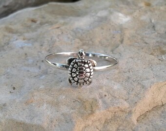 Turtle Ring, Solid Sterling Silver Turtle Ring, Small Turtle Ring, Turtle Jewelry
