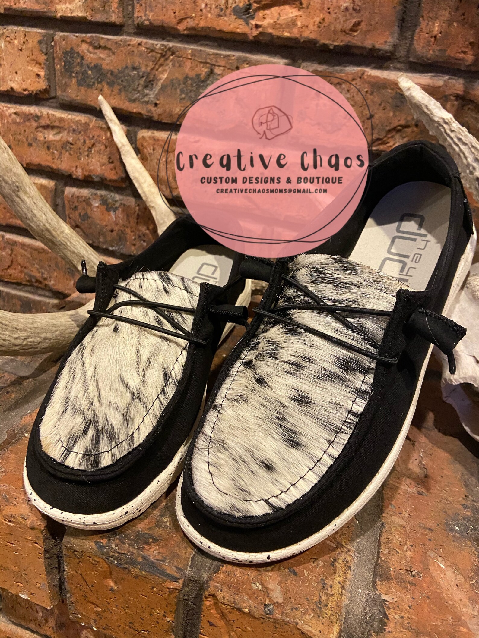 Custom Hair on Cowhide Leather-Black Hey Dudes | Etsy