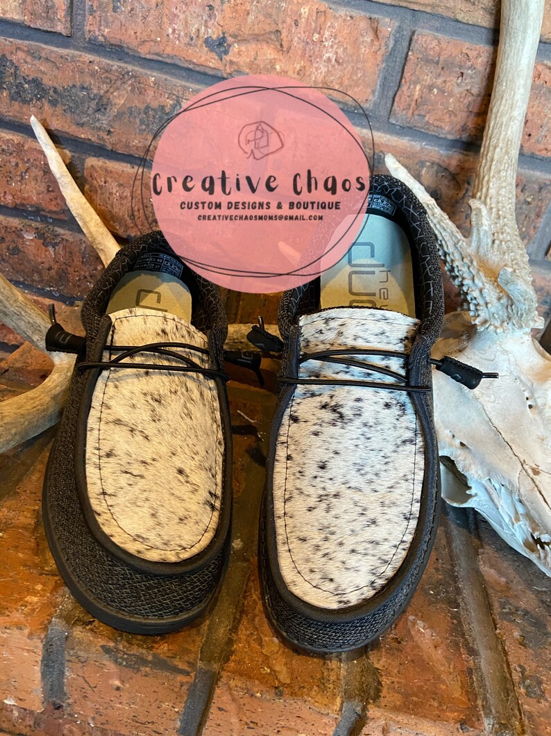 Custom Hey Dudes Cowhide Mens Etsy