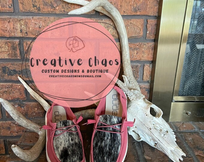Cowhide Hey Dudes. Size 8. Etsy