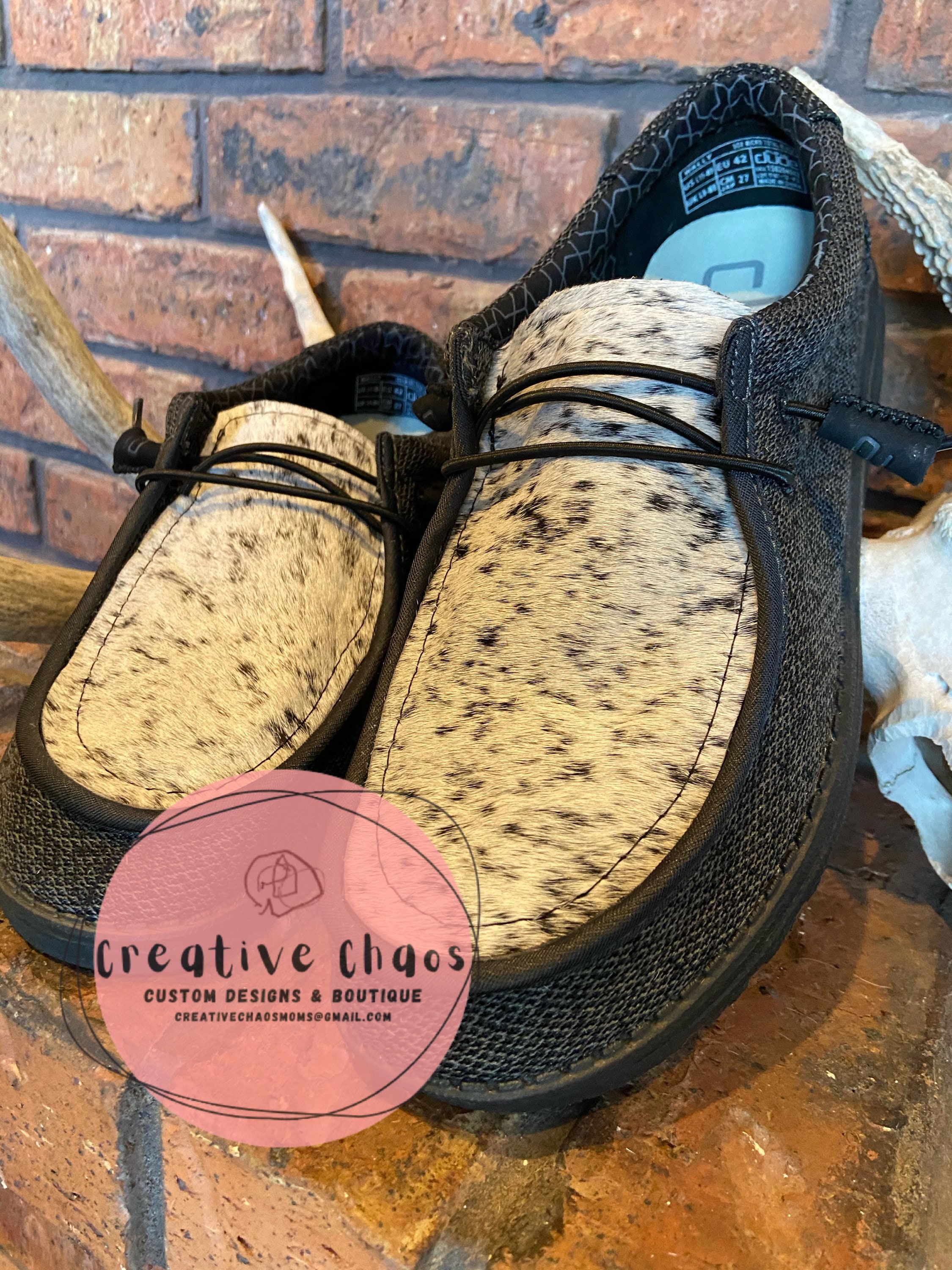 Custom Hey Dudes Cowhide Mens Etsy