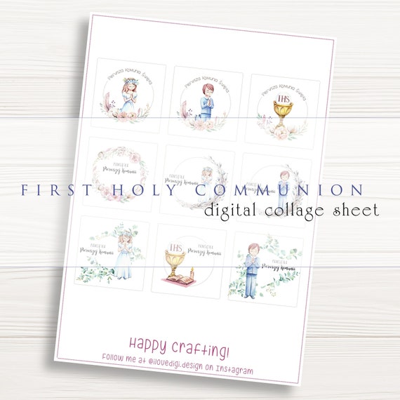 IHS Printable First Holy Communion Tags Watercolor First | Etsy