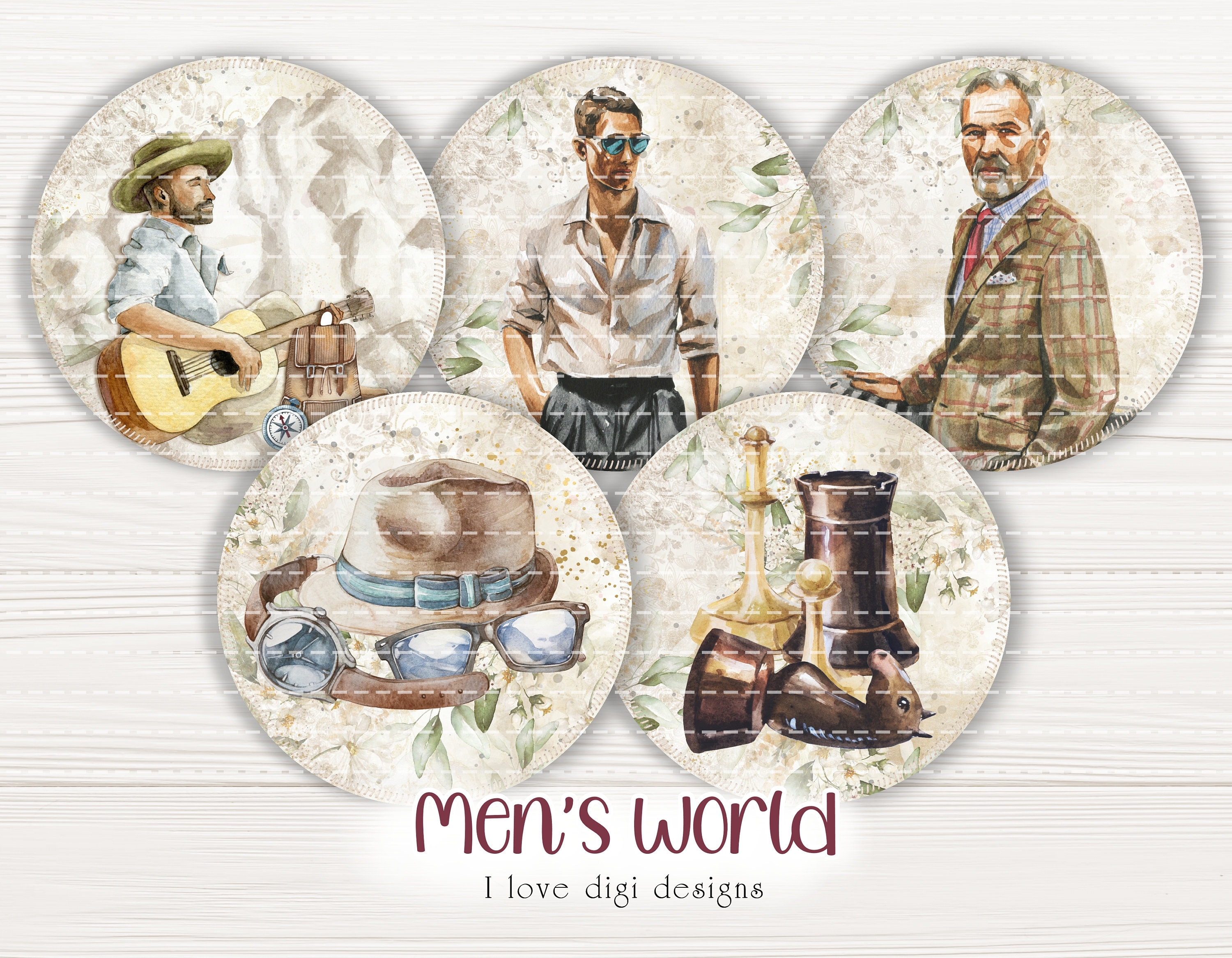 Masculine Retro Printable Die Cuts for Scrapbooking Vintage - Etsy