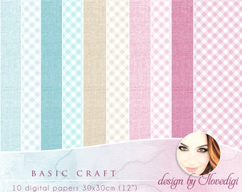 Watercolour texture basic digital papers, mint beige pink background, cardmaking paper set, Scrapbook Pattern  Papers Pack