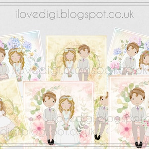 Hochzeit digitale Collage Blatt, sehr romantisch - Scrapbooking, Cardmaking, Einladungen, Tags, etc.