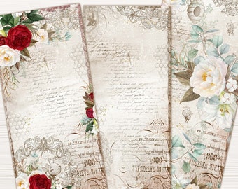 デザインペーパー Dazzlingmarble1 Antique Themed Digital Papers, Shabby Chic Cards for Junk