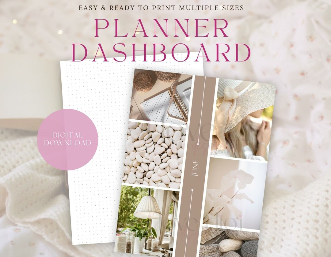 Printable June Dashboard for Planners, Digital Monthly Cozy Summer ...