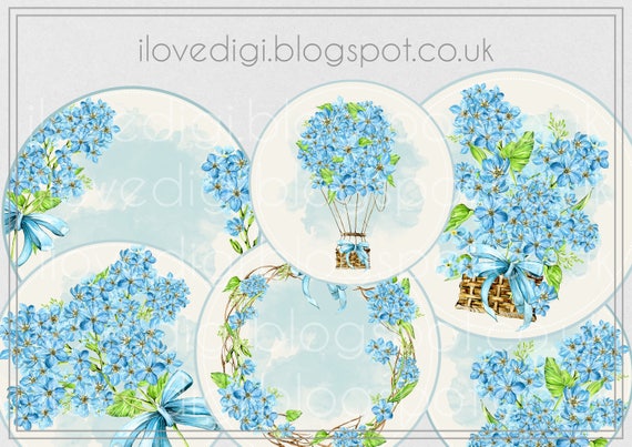 cardmaking Flowers Printable Vintage romantic circle digital collage sheet vintage images paper goods scrapbooking tags set of 6