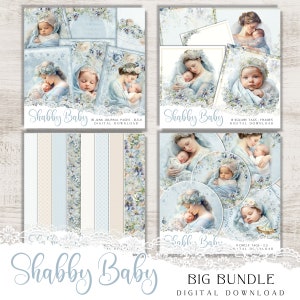 Shabby chic junk journal bundel, aanstaande moeder en pasgeboren baby in Victoriaanse stijl, afdrukbare elementen voor scrapbooking kunst, papieren tags frames