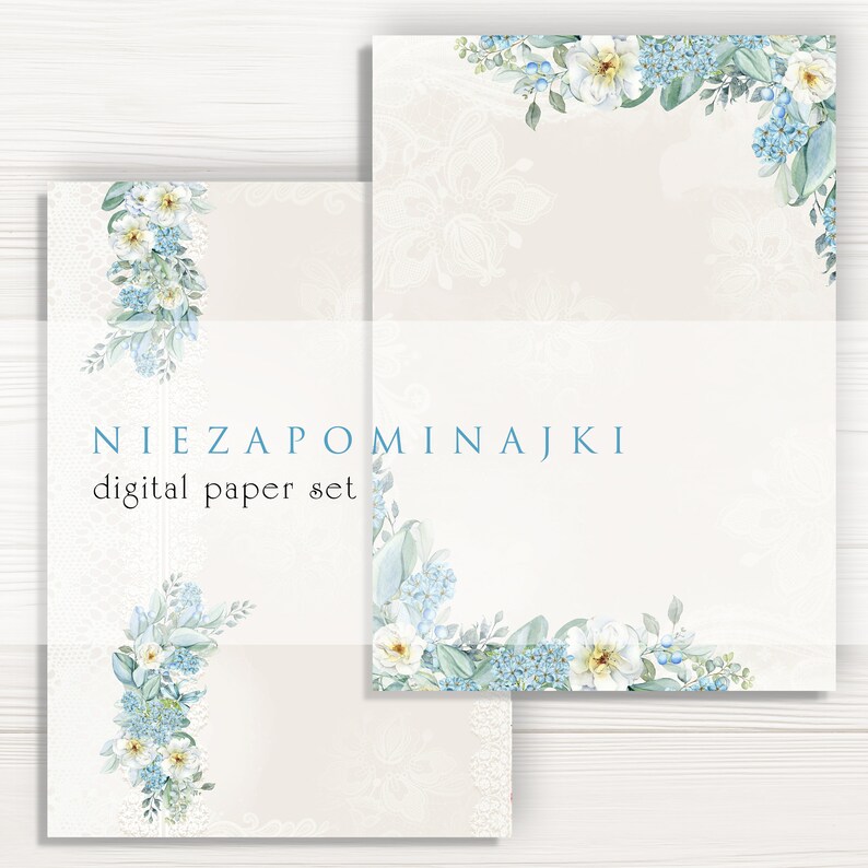 Forget-me-not Digital Papers Cardmaking Supplies to Make Own - Etsy
