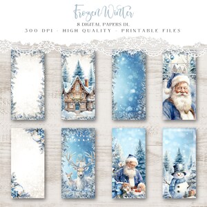 Zestaw papieru cyfrowego Shabby Christmas, obrazy akwarelowe Cozy Winter do scrapbookingu, zestaw rzemieślniczy w formacie DL do tworzenia kartek