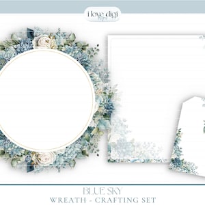 Blumenkranz für Grußkarten, Druckbare Papiere für Scrapbooking, Digitaler Download Blumenkranz, Hochzeitsvorlage