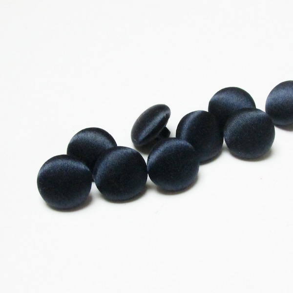 Wedding dark navy blue satin buttons, fabric sewing buttons, navy blue wedding, bride bridal Dress sew buttons, Silk Charmeuse