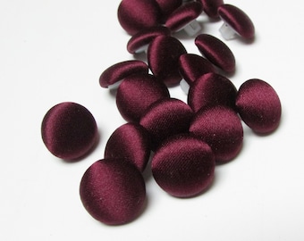 Dark Red Satin Buttons: Handmade Sewing & Bridal Dress Embellishments