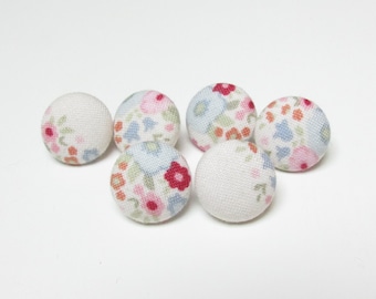 Tilda Beige Buttons, Fabric Sewing Buttons, Handmade  Flower Floral Tilda Fabric Covered Button