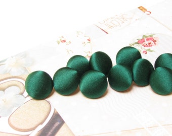 Dark Green Silk Satin Buttons: Handmade Sewing, Bridal Dress