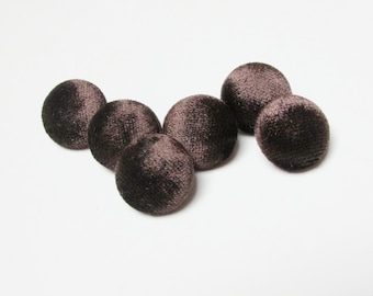 Brown Velvet Buttons: Handmade Fabric Covered Metal Back