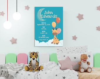 Personalised Birth Details Poster, Digital File, Birth Stats Digital Download, Birth Name Poster, Ideal New Baby Gift For Nursery Decor
