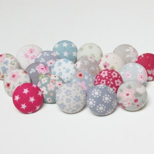 Tilda Nina Slate Blue Buttons, Fabric Sewing Buttons, Handmade Flower ...