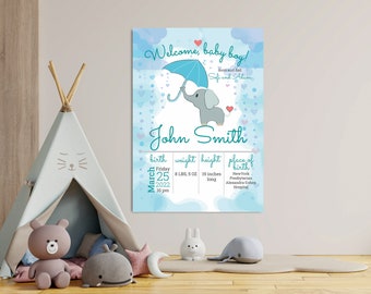 Personalized Baby Birth Stats Poster, Nursery Decor (Digital File)