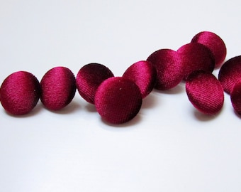 Dark Red Velvet Fabric Covered Buttons: DIY Sewing Supplies