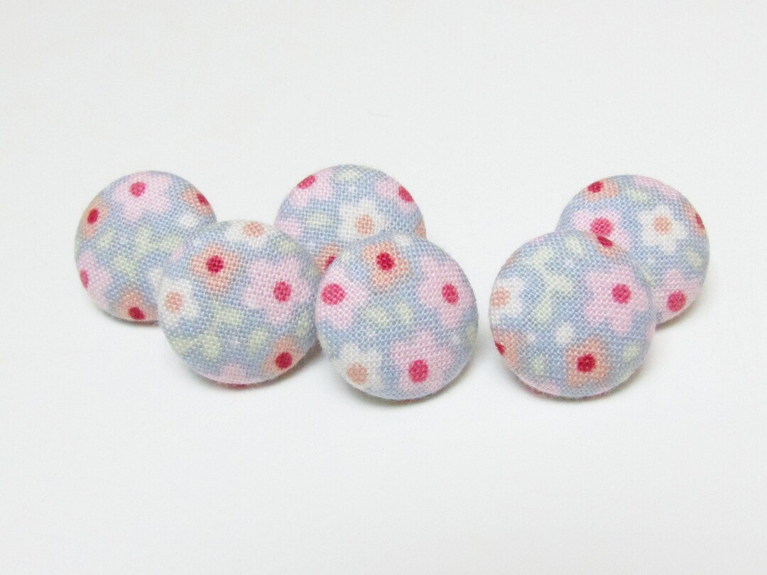 Tilda Celia Light Blue Buttons, Fabric Sewing Buttons, Handmade Flower ...