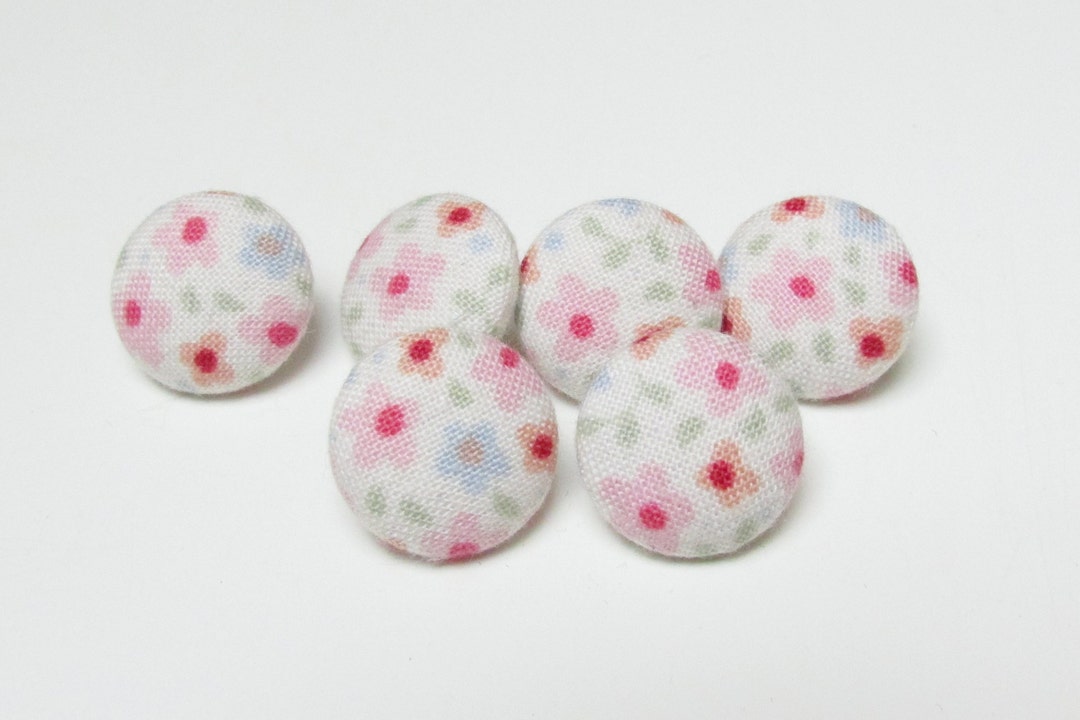 Tilda Celia Dove White Buttons, Fabric Sewing Buttons, Handmade Flower ...