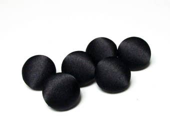 Black Silk Satin Tuxedo Buttons: Handmade Fabric Covered Buttons
