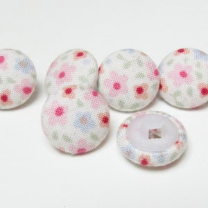Tilda Celia Dove White Buttons, Fabric Sewing Buttons, Handmade Flower ...
