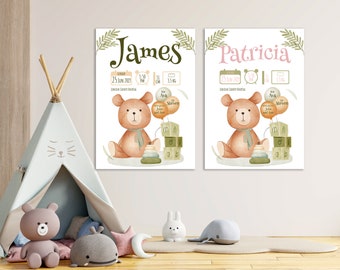 Personalised Birth Details Poster, Digital File, Birth Stats Digital Download, Birth Name Poster,  Ideal New Baby Gift For Nursery Decor