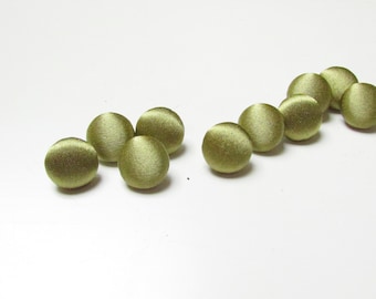 Olive Green Satin Buttons: Handmade Fabric Sewing Buttons