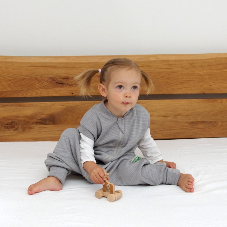 Merino wool footed sleep sack for babies and toddlers.