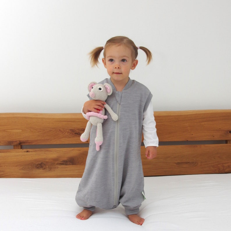 Merino wool footed sleep sack for babies and toddlers.