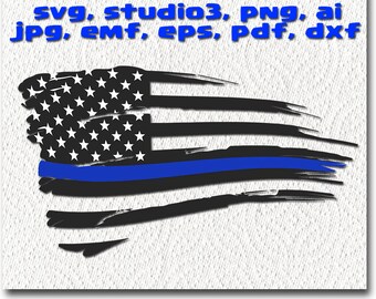 Delta blue line USA flag - svg cuttable Cricut Design Space Silhouette Digital Cut Files Instant Download dxf studio3 png pdf clipart police