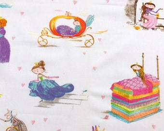 FAIRY TALES Fabric by the yard, cinderella, sleeping beauty, tangled, The Princess and the Pea 100% Cotton Fabric Quilt Fabric Nursery Decor