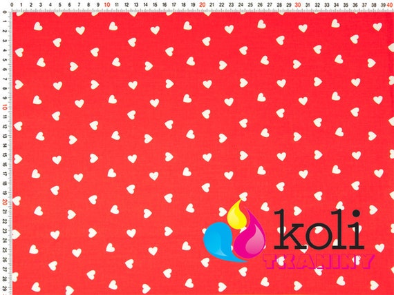 Heart on Dots Small 100/% COTTON Poplin Fabric Children Red Blue