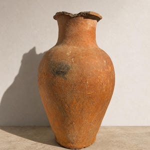 Museum Worth Antique Olive Jar, Large 19th Century Terracotta Vessel, Rare Handcrafted Primitive Pottery,Collectible Rustic Floor Vase