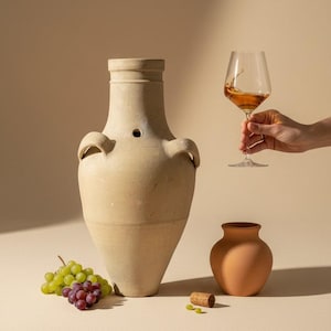 Jarra de vino antigua Avanos de la década de 1950 – Jarrón de arcilla turca, maceta, decoración rústica de jardín, cerámica anatolia vintage, pieza única