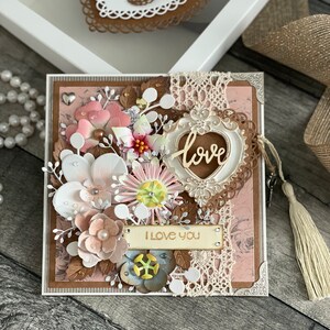 Handgefertigte Blumenbox Valentinstag Karte / Ich liebe dich Karte / Hochzeit / Jahrestag / Nur weil / personalisierte Grußkarte mit Box / Geschenktasche