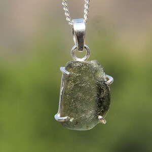 Genuine Moldavite Raw Big Size Gemstone Pendant, 100% Natural Certified Gemstone From Czech Republic 925 Sterling Silver Handmade Jewelry